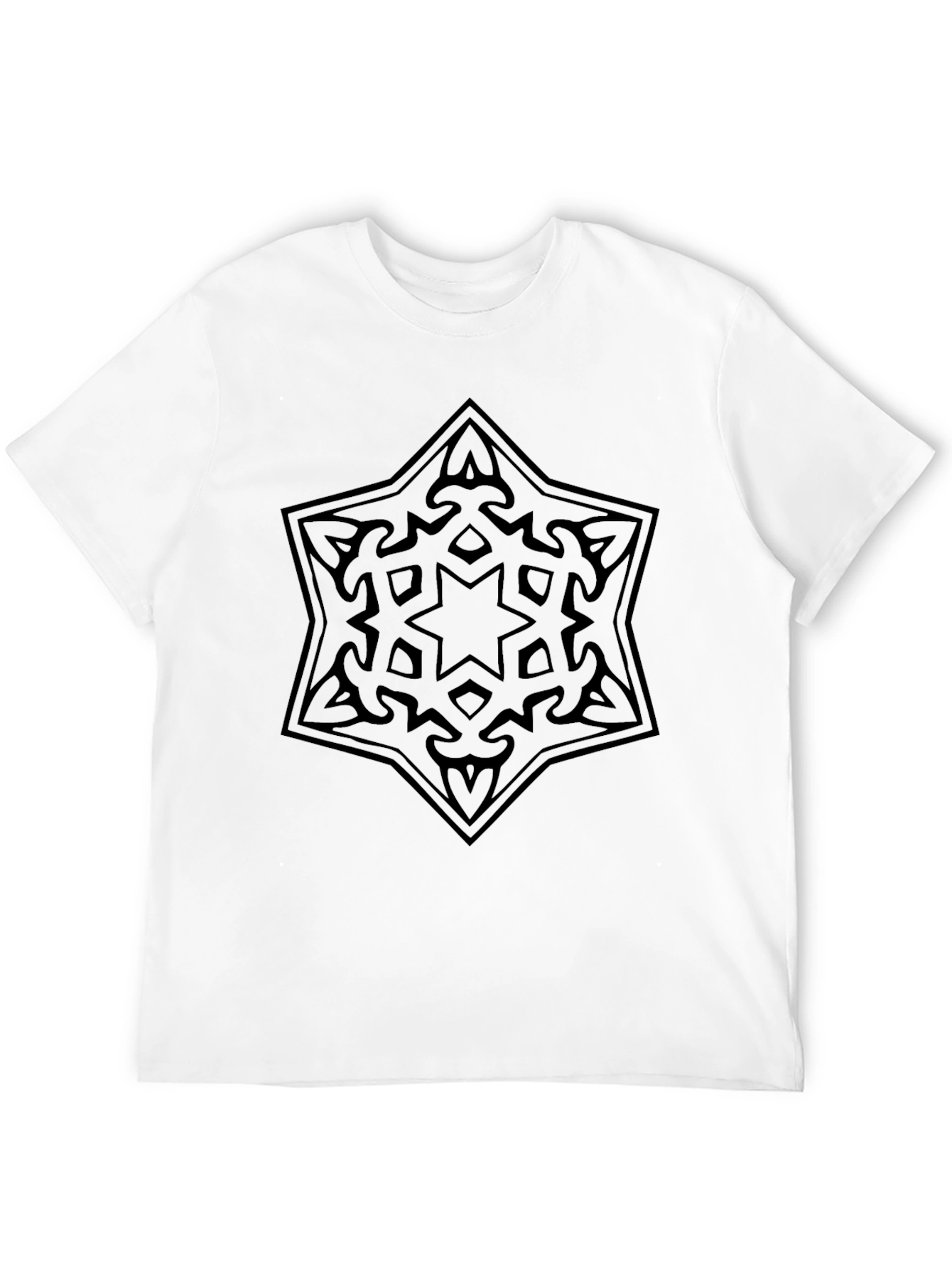 Black Men's Black T-Shirt with Star Design view 12