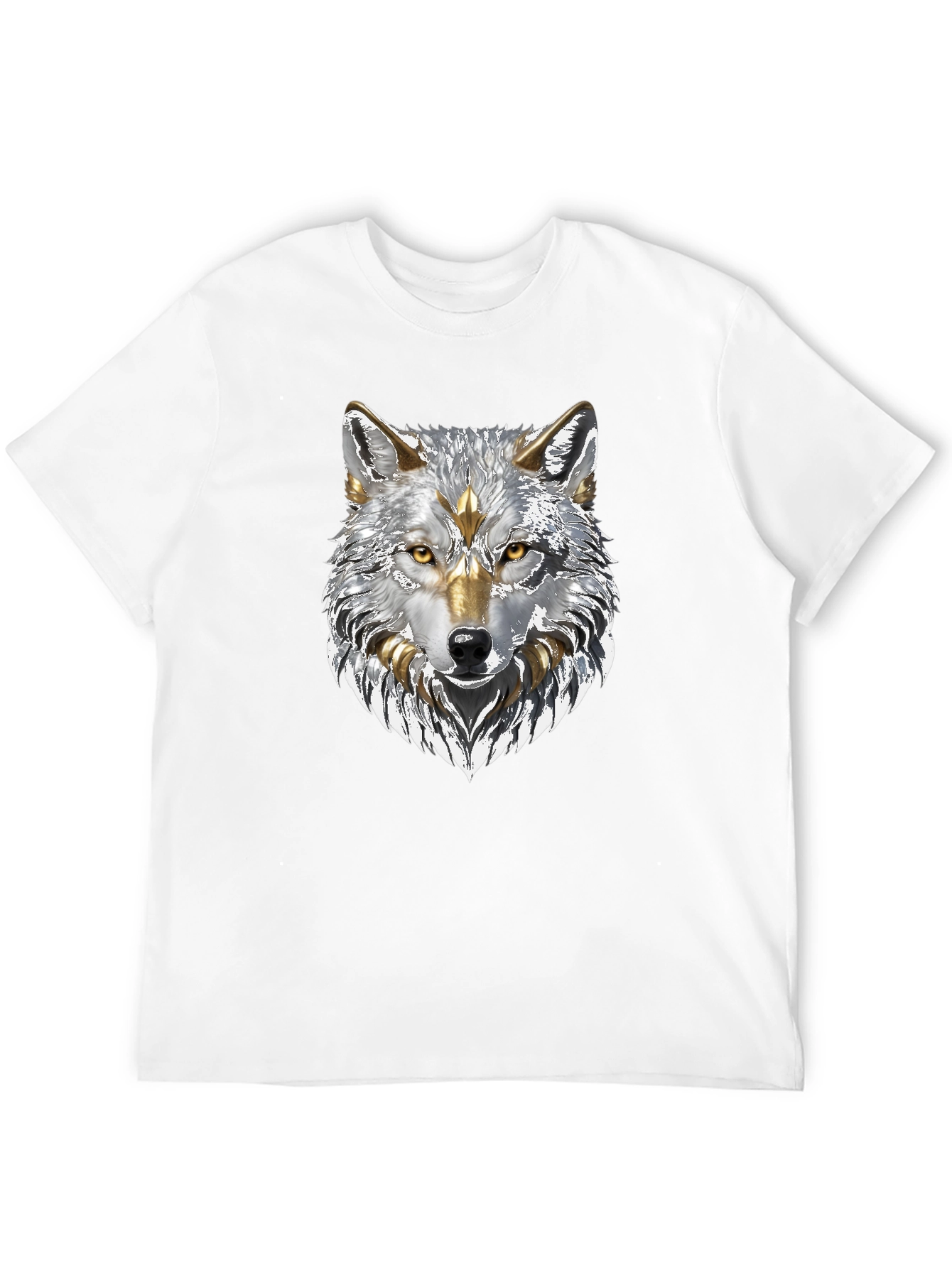Black Wolf Graphic Tee - Silver and Gold Design view 12