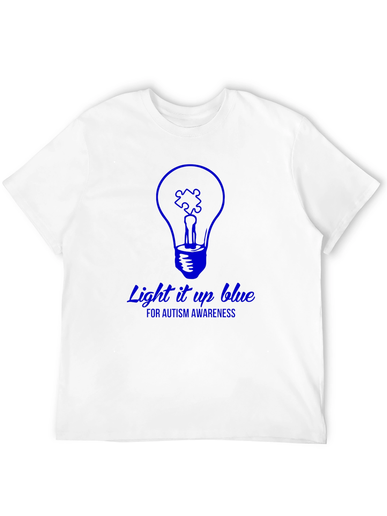 Black Autism Awareness Light it Up Blue Graphic T-Shirt view 12