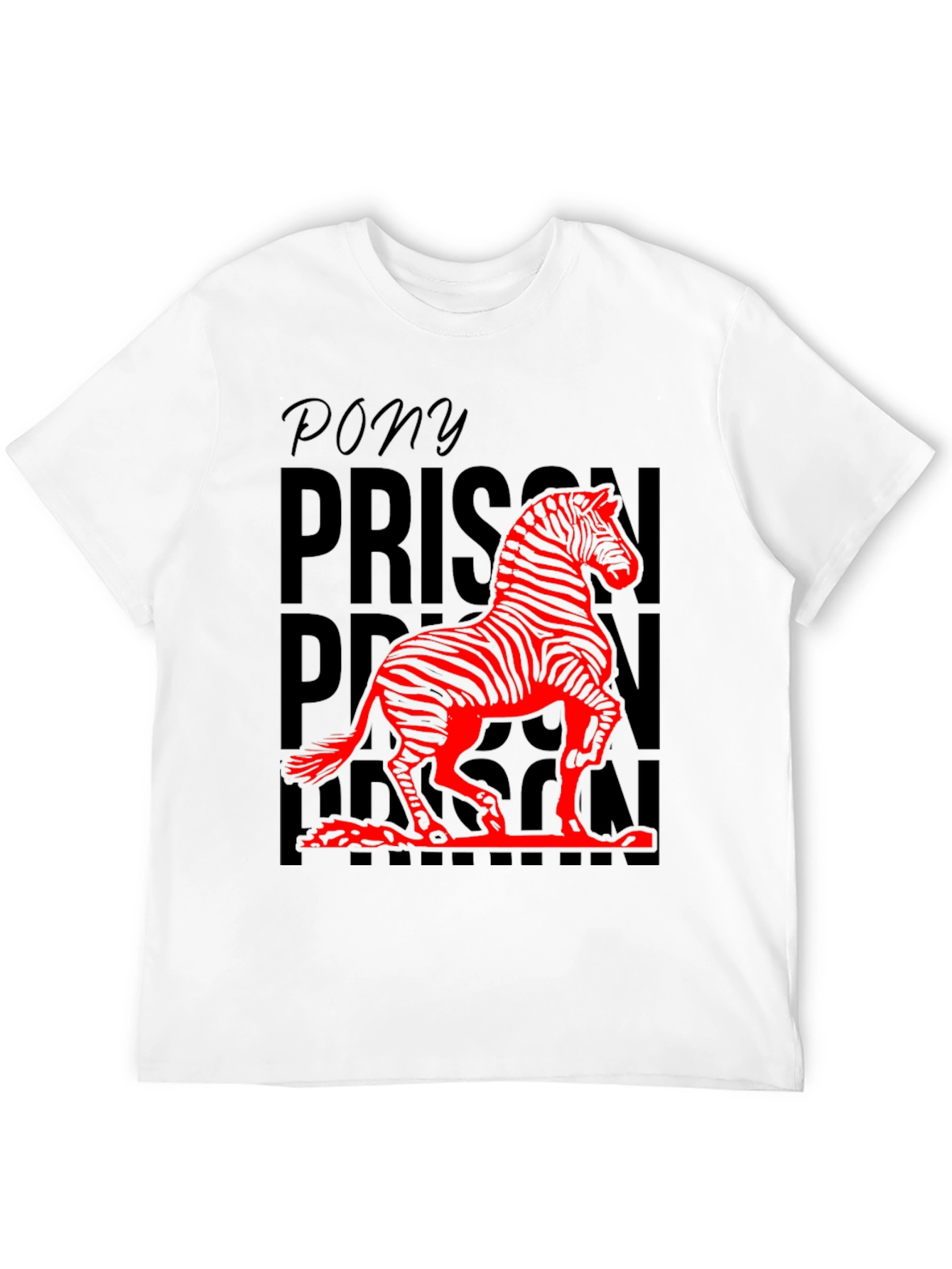 Black Pony Prison Zebra Graphic Tee - Unique Animal Design T-Shirt view 12