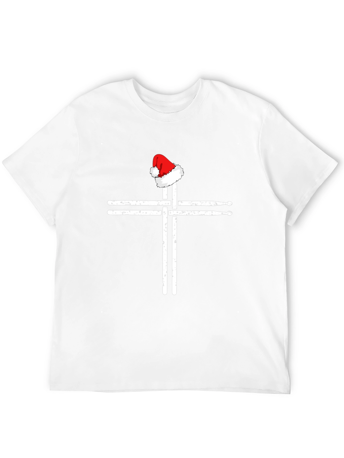 Black Drumsticks Cross Santa Hat T-Shirt - Black Graphic Tee view 12