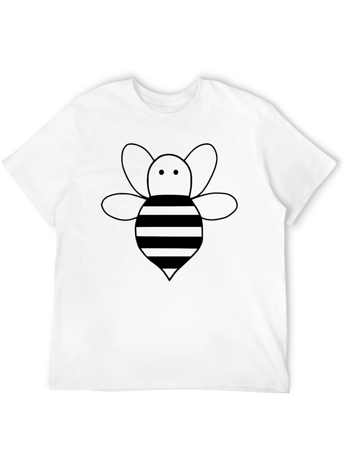 Black Men's Black T-Shirt with Cute Bee Graphic view 12