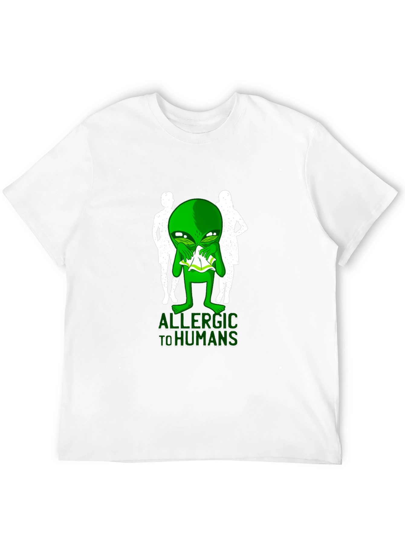 Black Allergic to Humans Alien Graphic Tee view 12