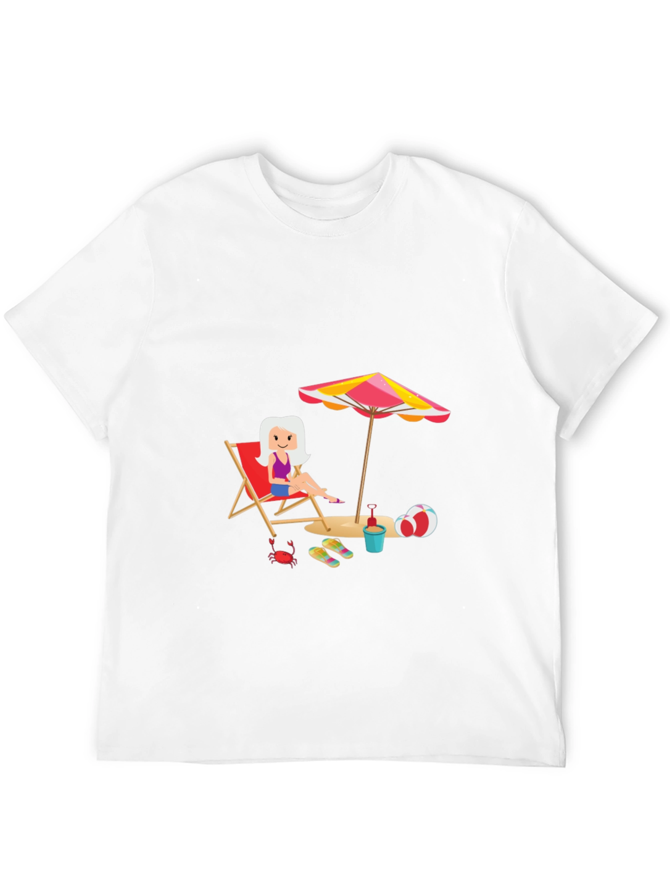 Black Fun Beach Cartoon Graphic Black T-Shirt view 12