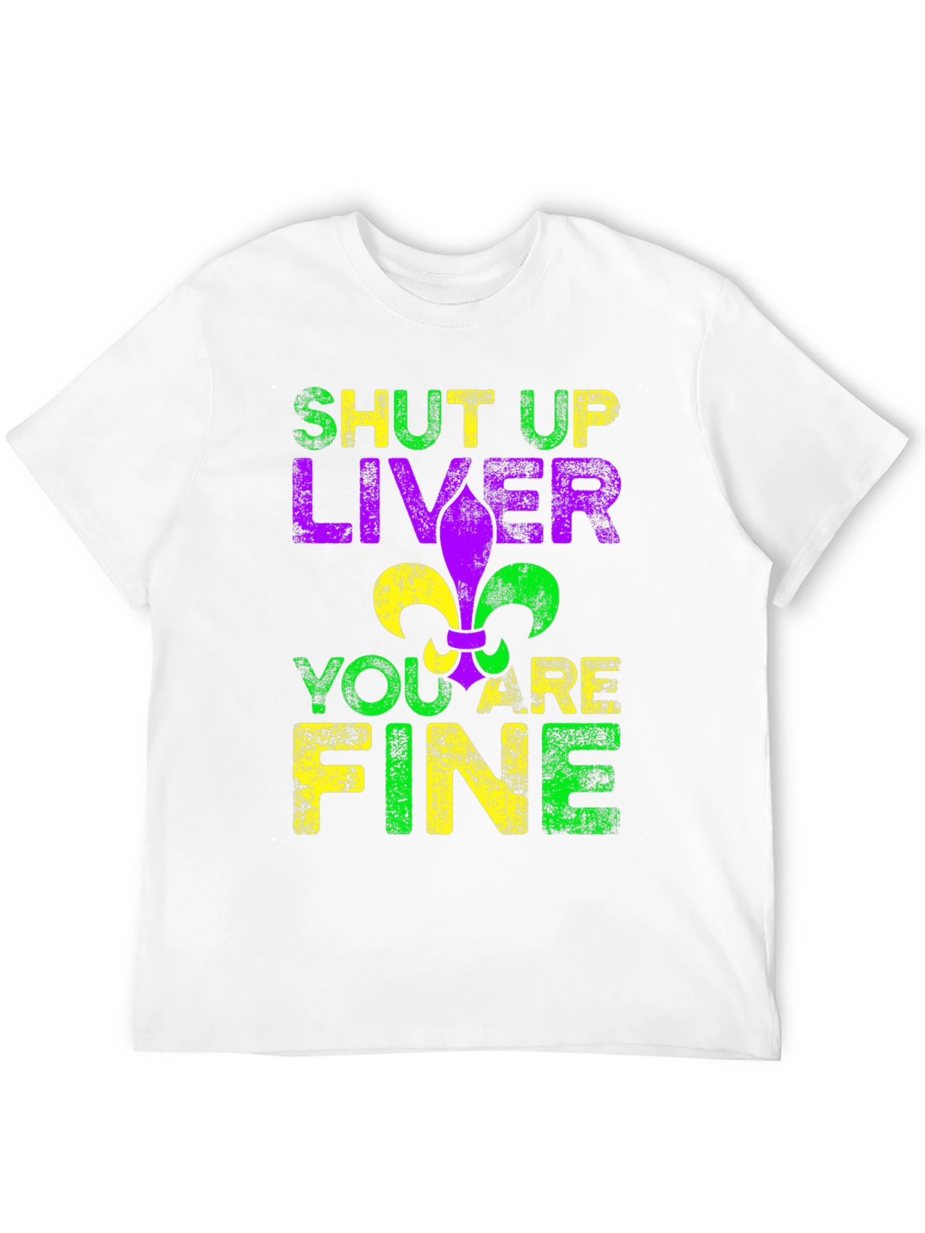 Black Funny Shut Up Liver T-Shirt, Mardi Gras Fleur de Lis Graphic Tee view 12