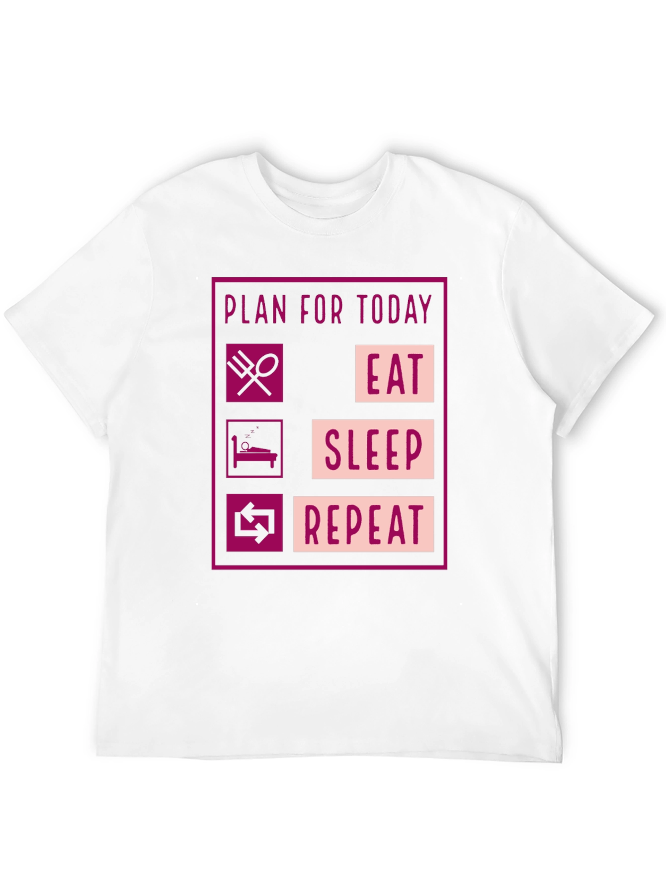 Black Eat Sleep Repeat Graphic Tee - Funny Daily Plan Shirt view 12