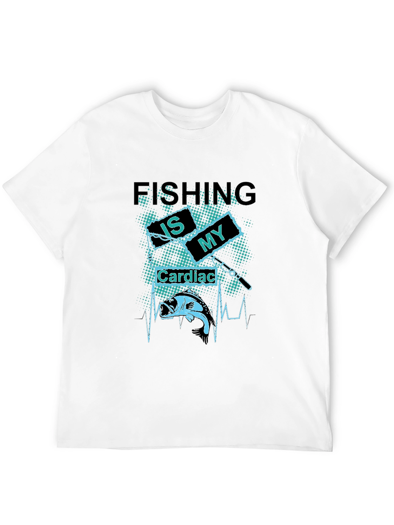 Black Fishing Is My Cardiac T-Shirt - Bass Fisherman Tee view 12