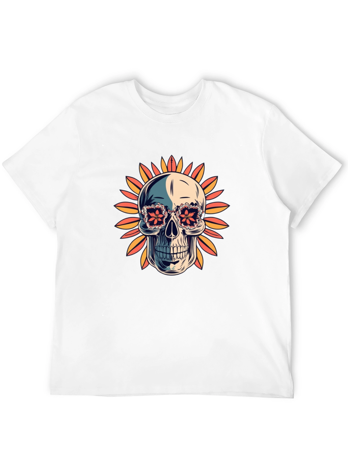 Black Skull in Floral Glasses T-Shirt view 12