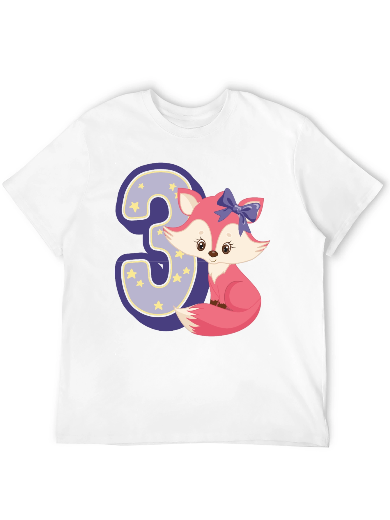 Black Cute Fox 3rd Birthday T-Shirt view 12