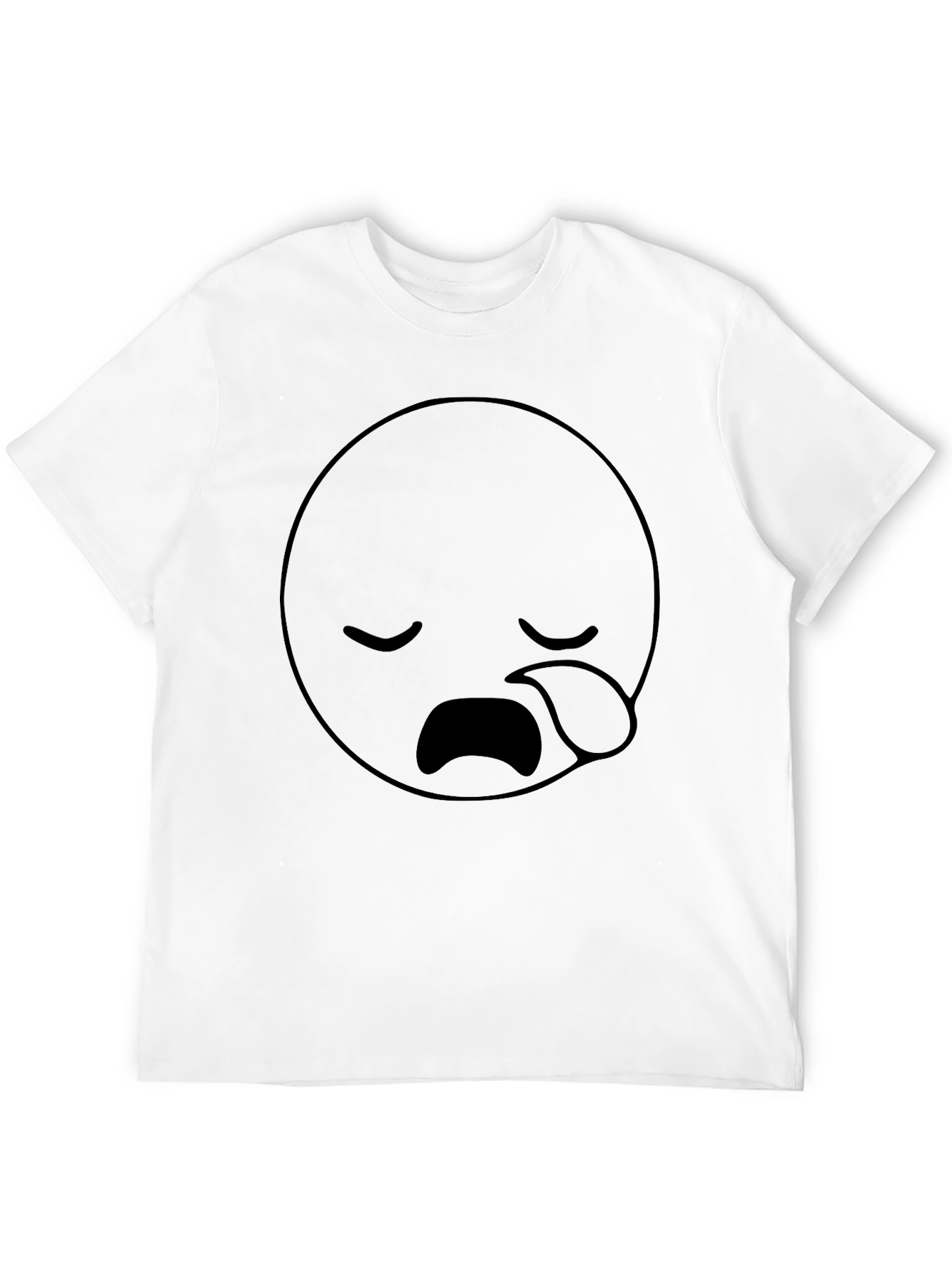 Black Sad Face Emoji Graphic Black T-Shirt view 12