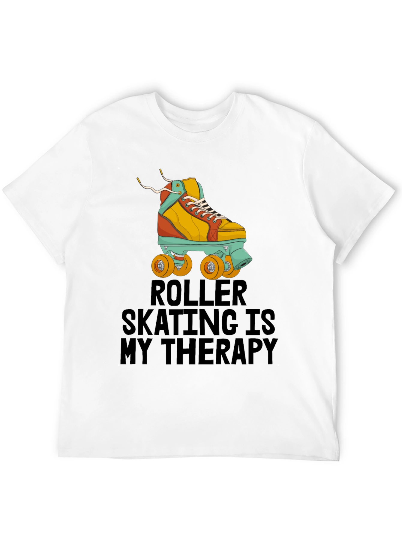 Black Roller Skating Therapy T-Shirt - Cool Retro Design view 12