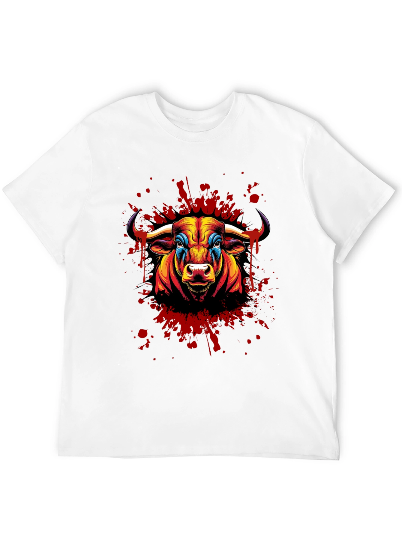 Black Vivid Bull Graphic Print Black T-Shirt view 12