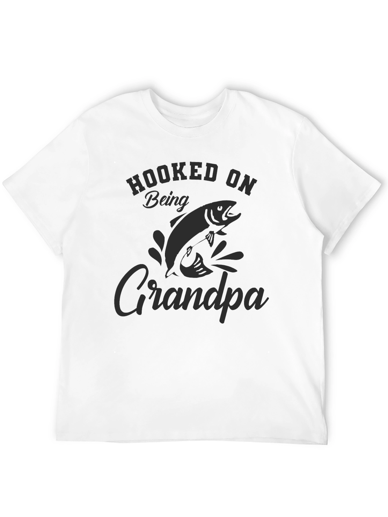 Black Hooked on Being Grandpa T-Shirt - Fishing Lover Gift view 12