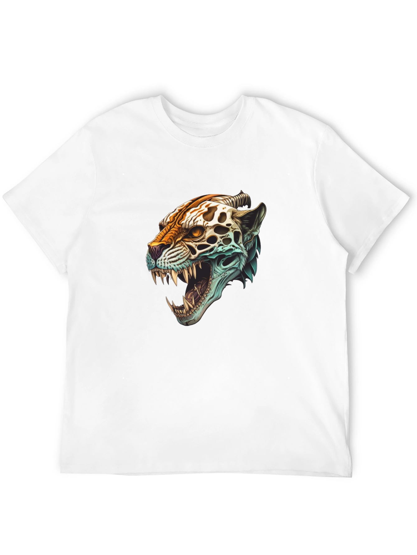 Black Jaguar Skull Graphic Print T-Shirt view 12
