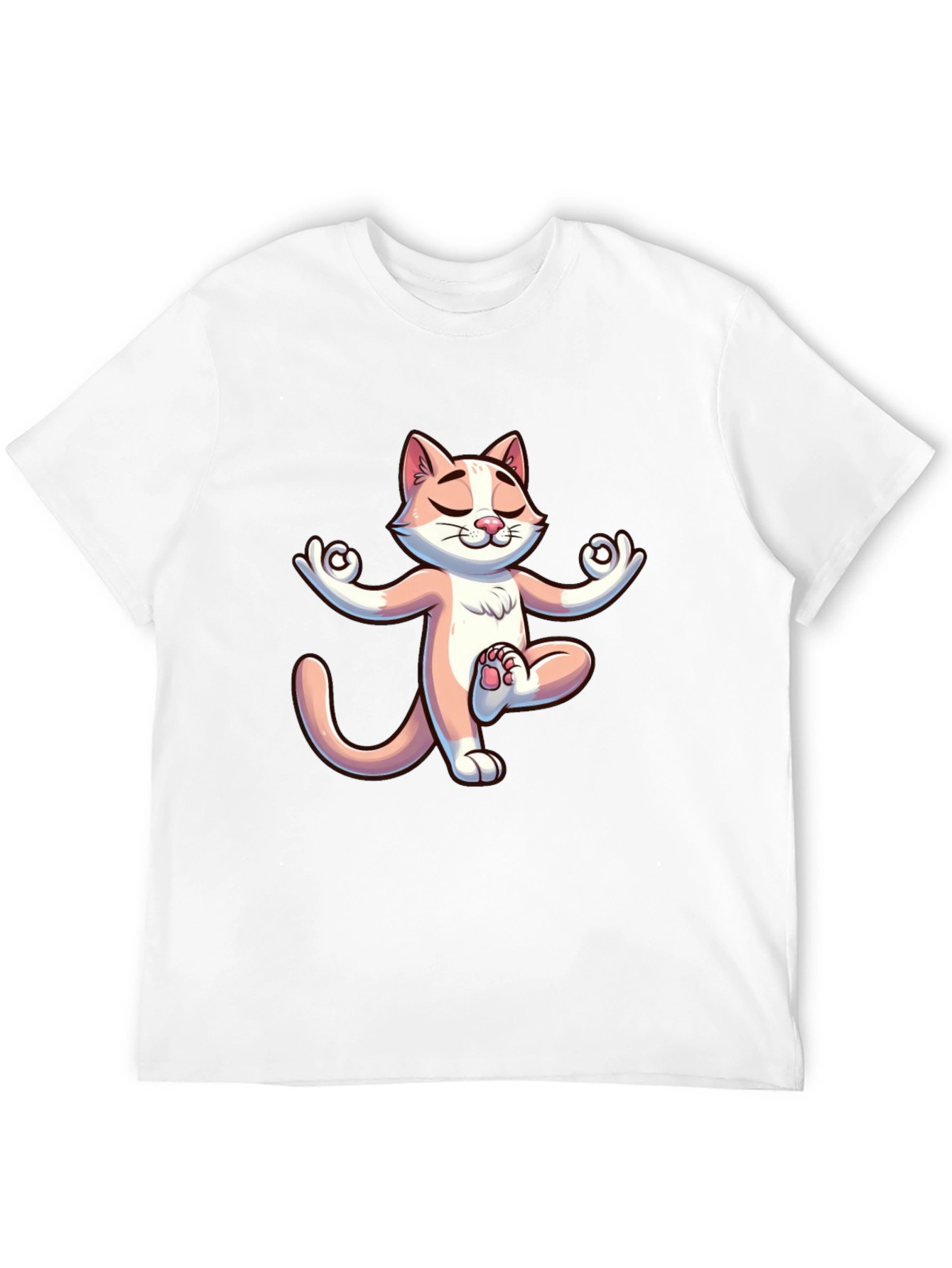 Black Zen Cat T-Shirt - Meditating Feline Design view 12