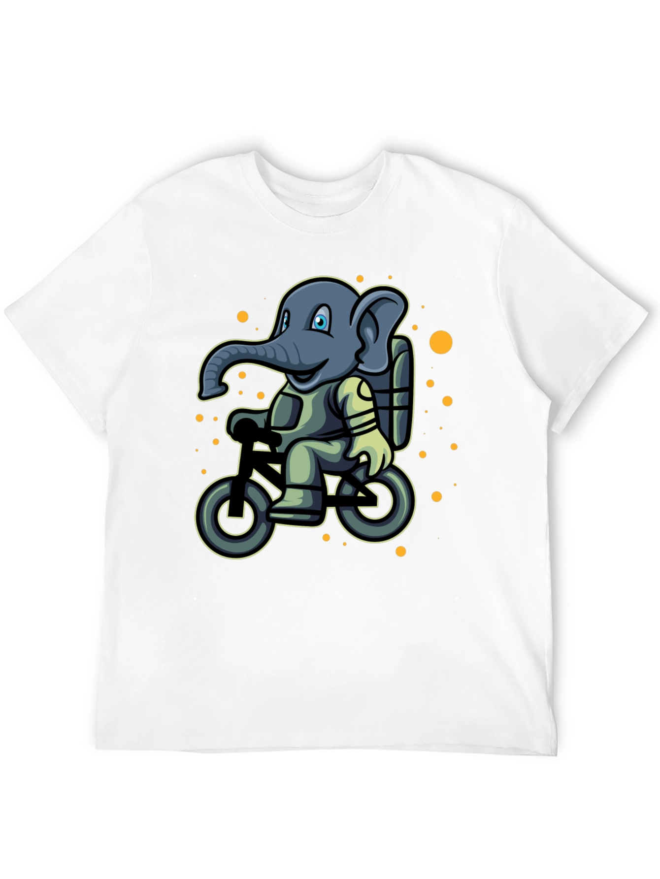 Black Elephant on Bike T-Shirt - Cartoon Style view 12