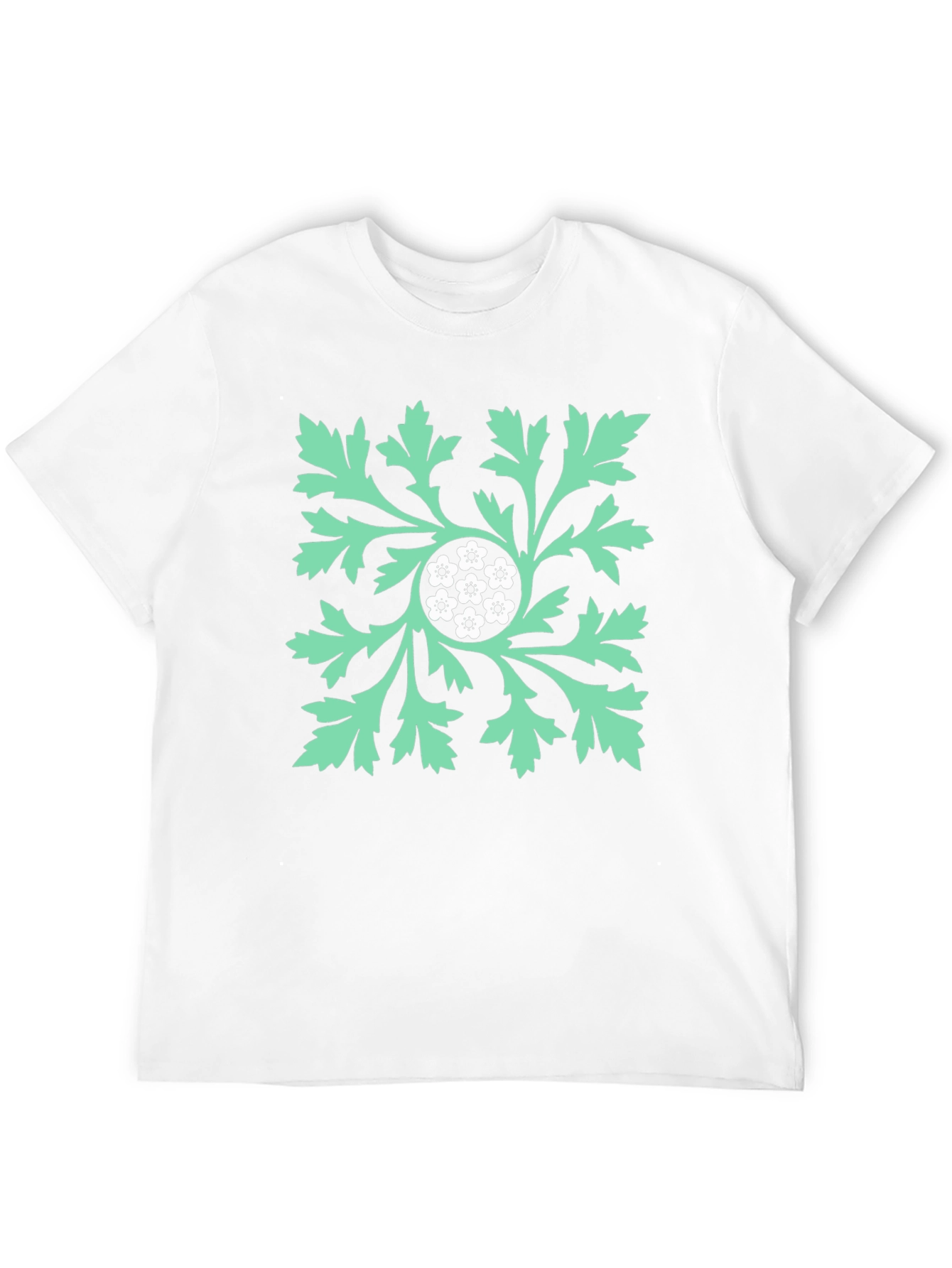 Black Floral Leaf Graphic Print Black T-Shirt view 12