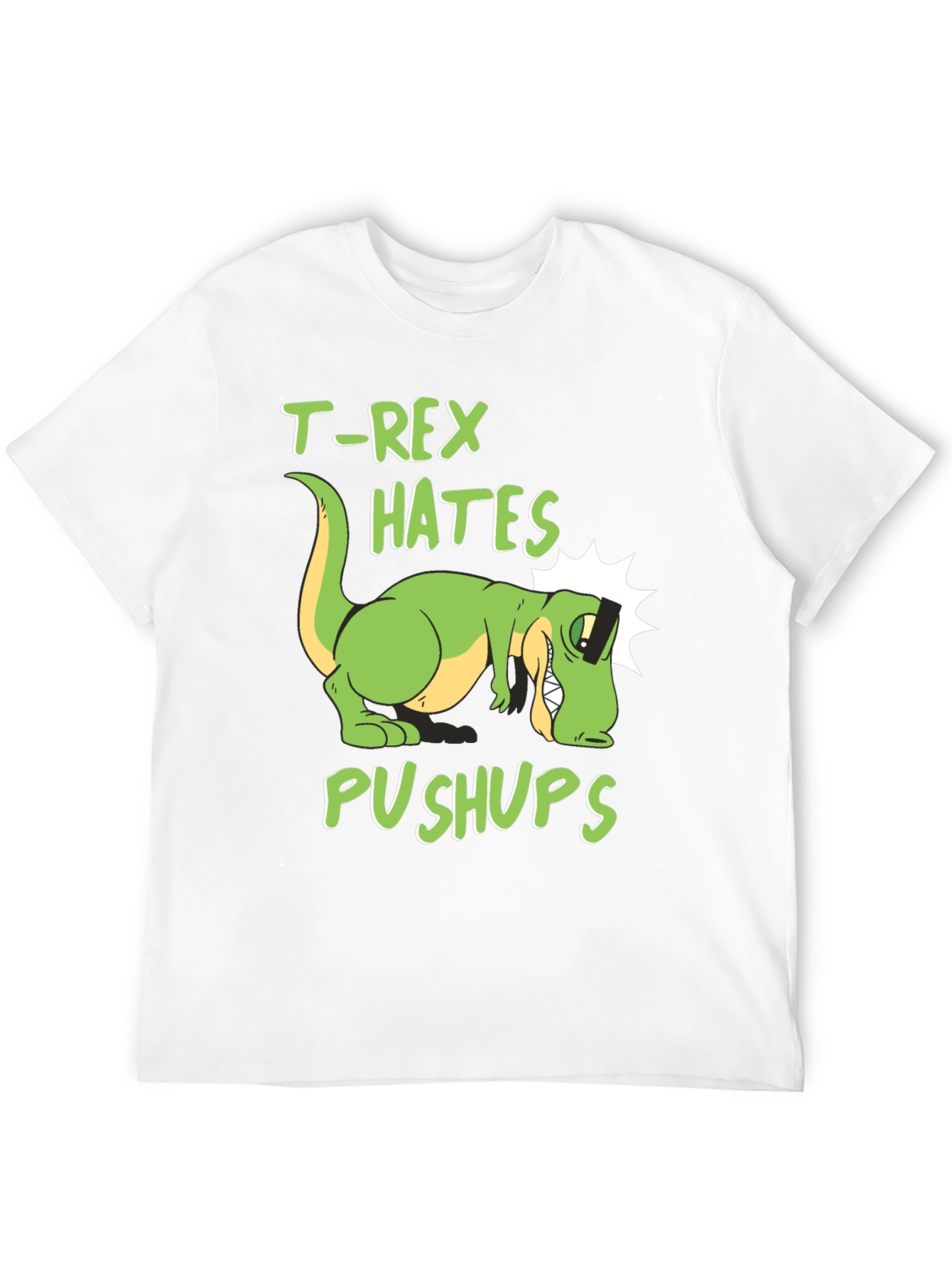 Black T-Rex Hates Pushups Graphic Tee view 12
