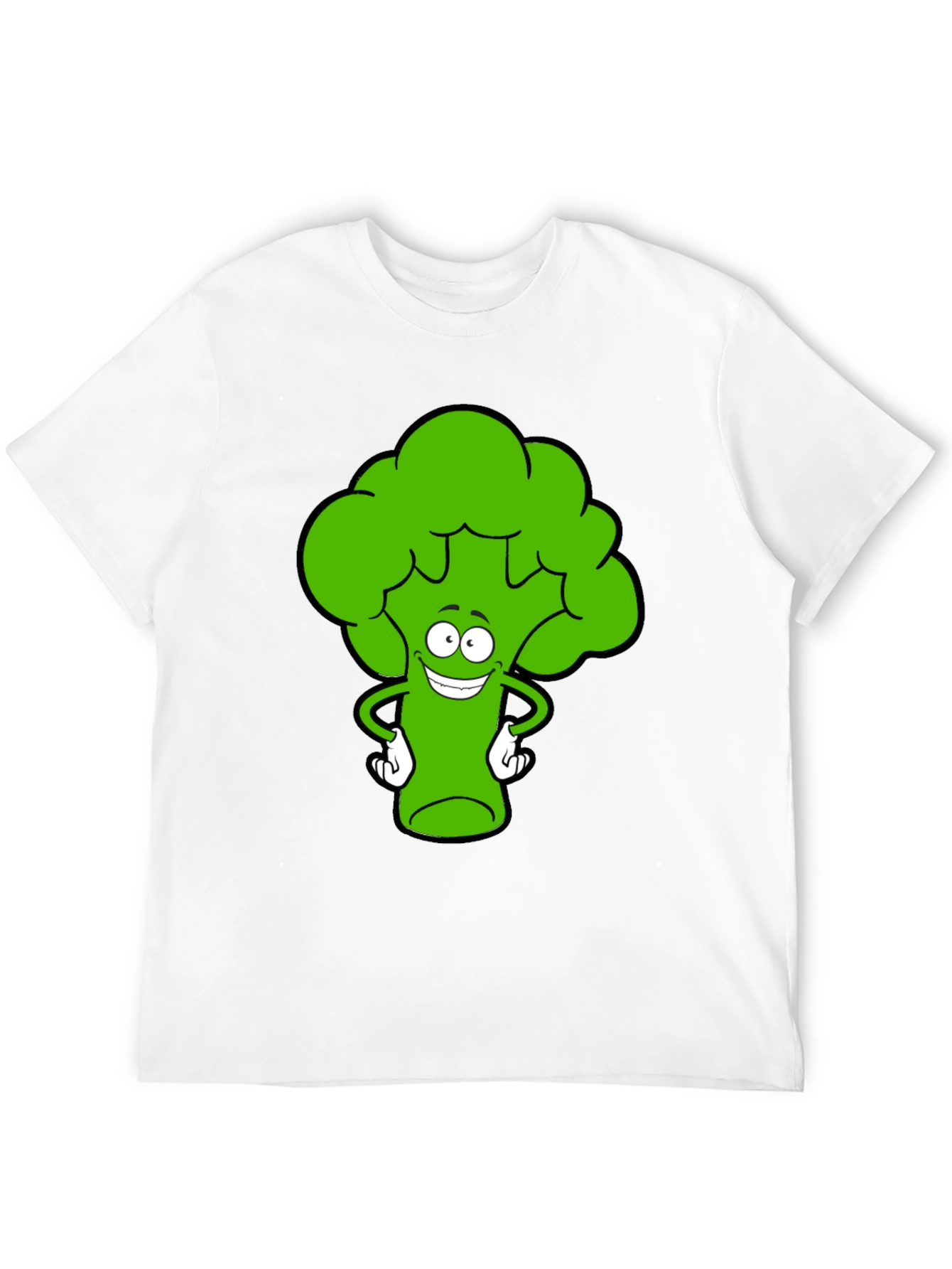 Black Funny Broccoli Cartoon Black T-Shirt view 12