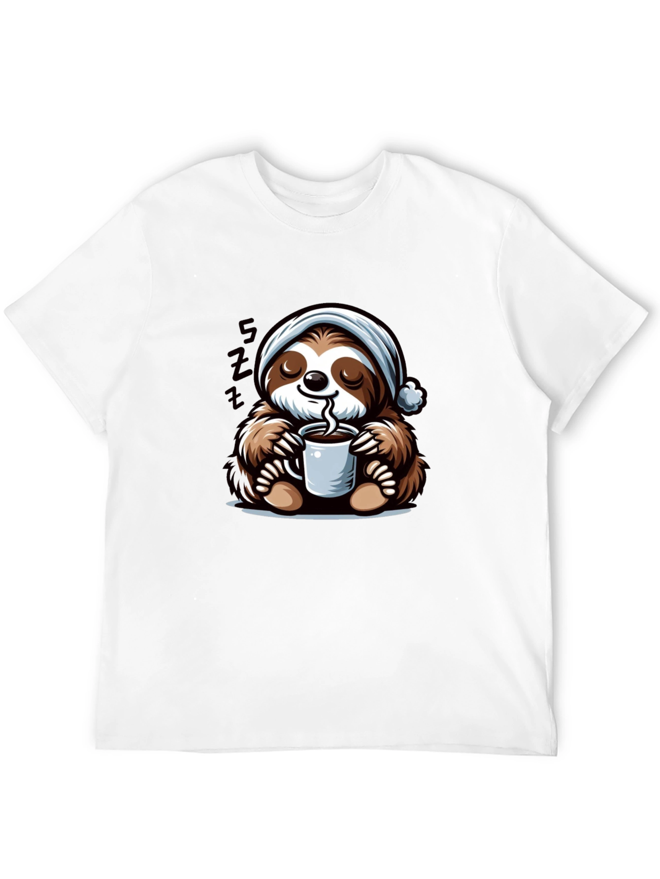 Black Cute Sloth Coffee T-Shirt view 12