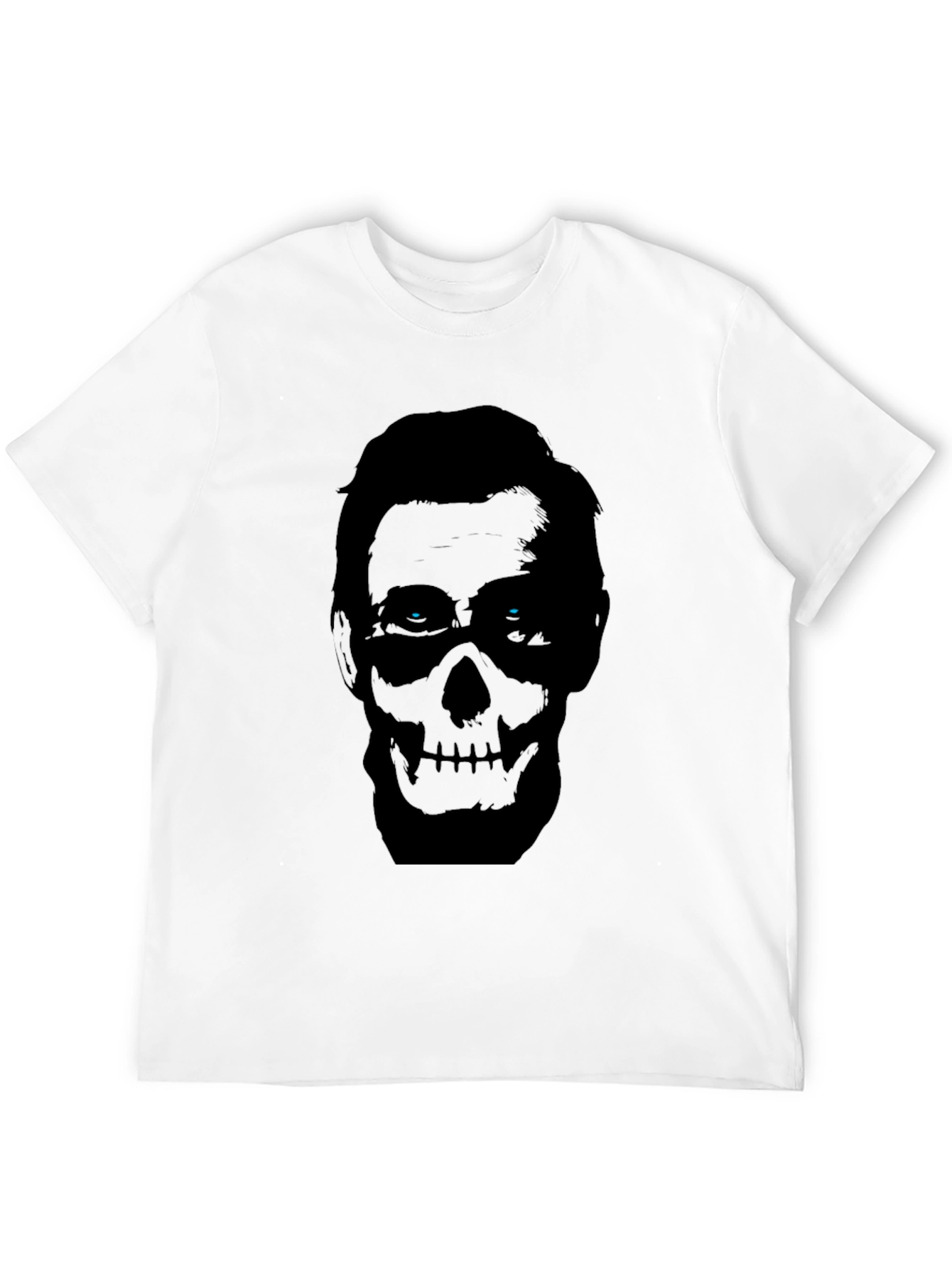Black Skull Face Graphic Print Men's Black T-Shirt view 12