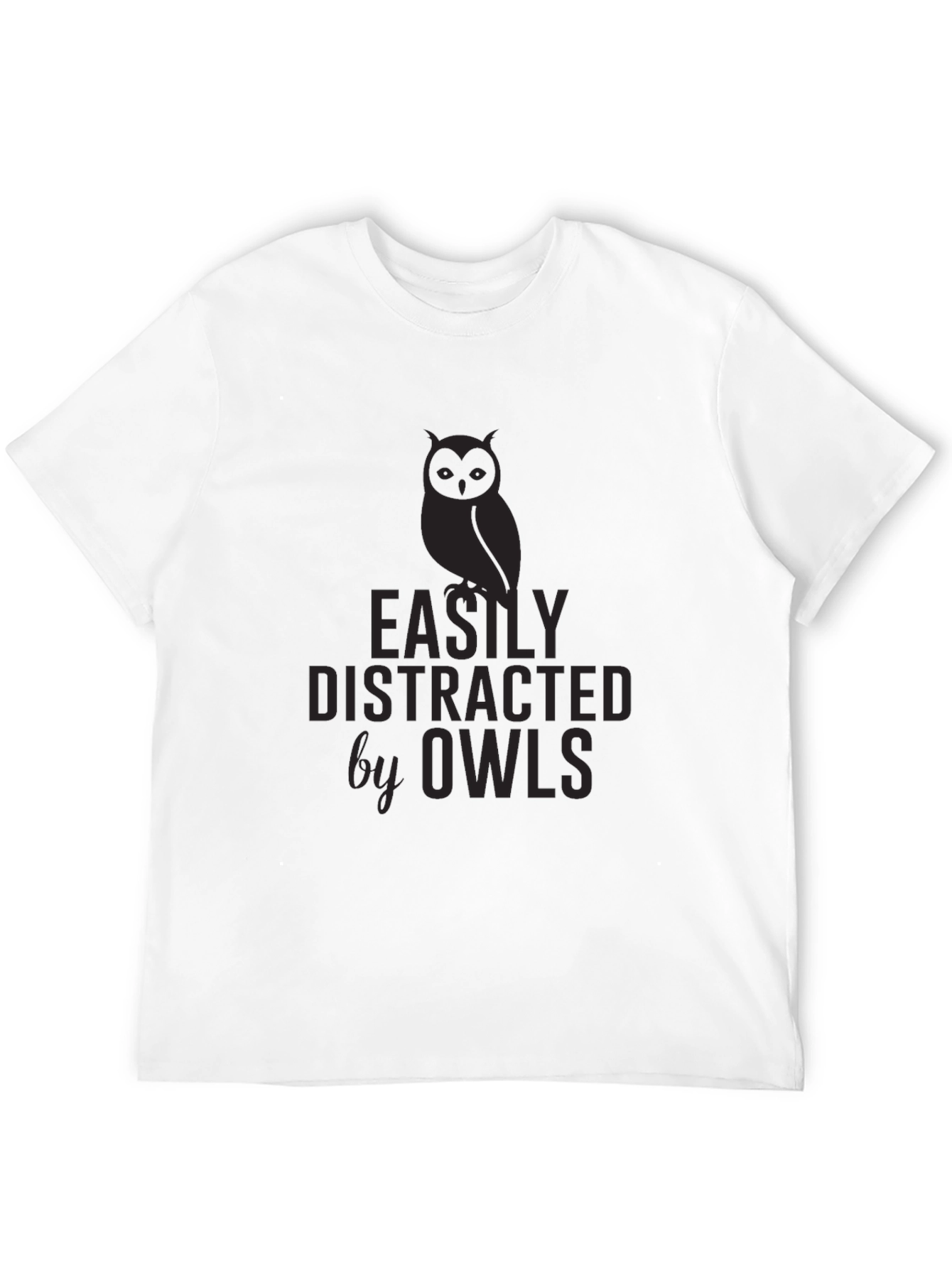 Black Easily Distracted By Owls Graphic T-Shirt view 12