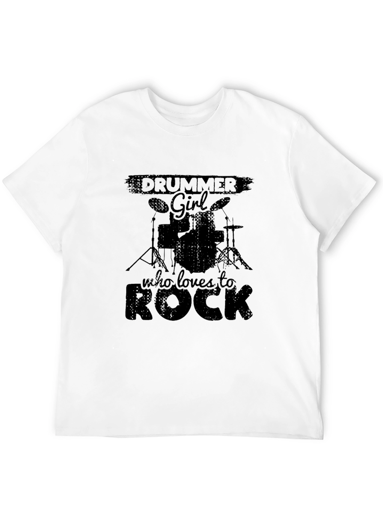 Black Drummer Girl Rock Music T-Shirt view 12