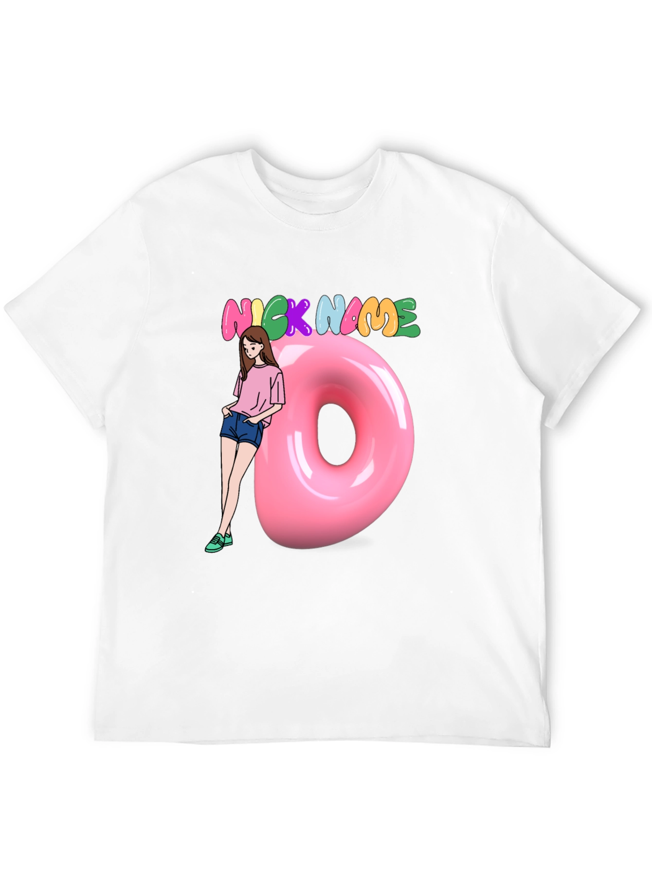 Black Nickname Donut Graphic T-Shirt view 12