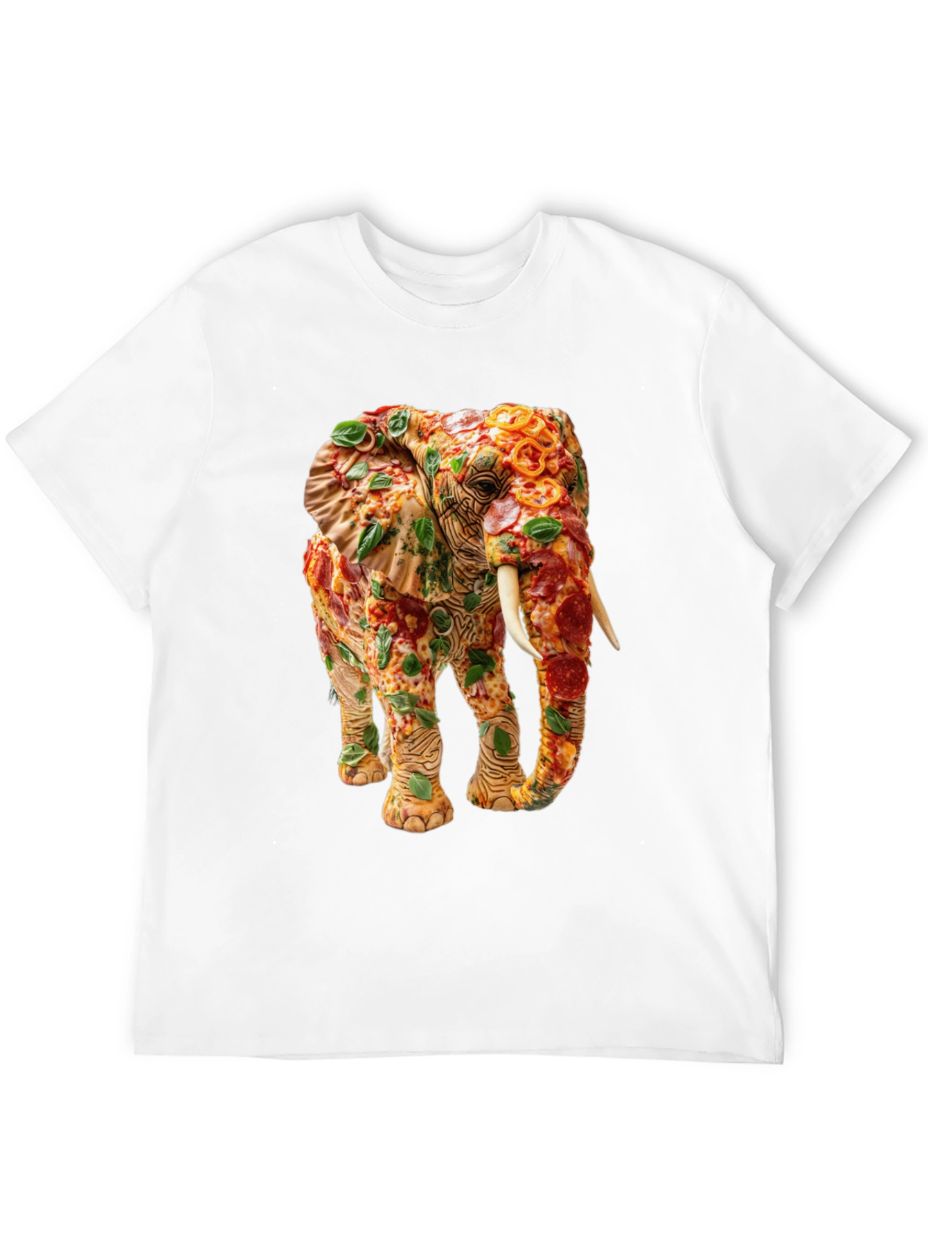 Black Pizza Elephant Graphic Tee - Unique Food Art Shirt view 12
