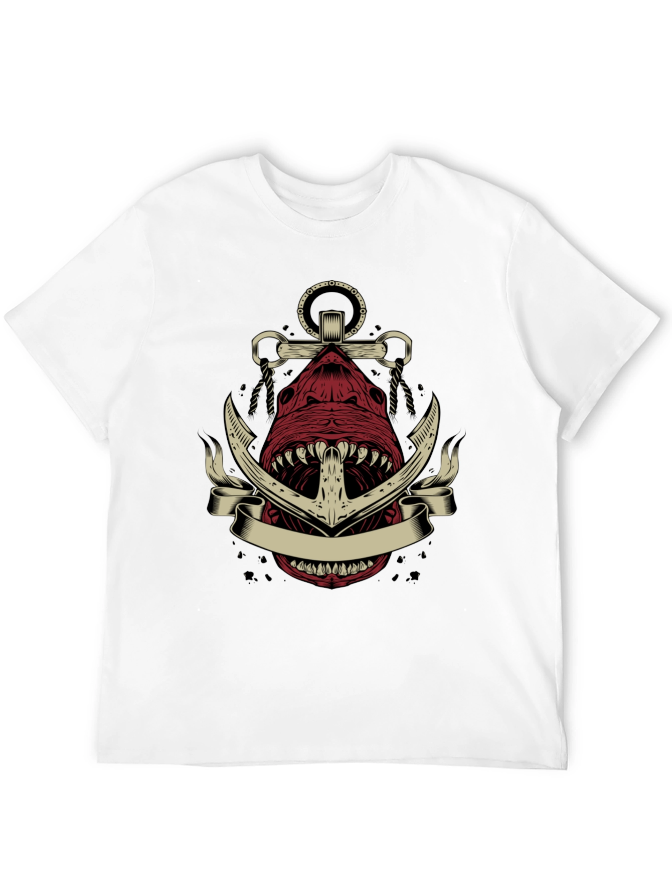 Black Anchor Shark Graphic Tee - Nautical Style view 12