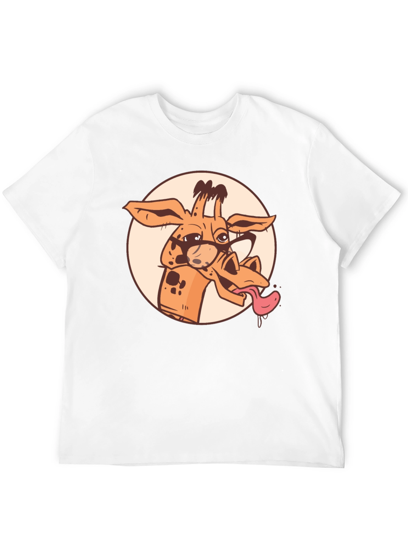 Black Giraffe Cartoon Graphic Tee - Black Cotton T-Shirt view 12