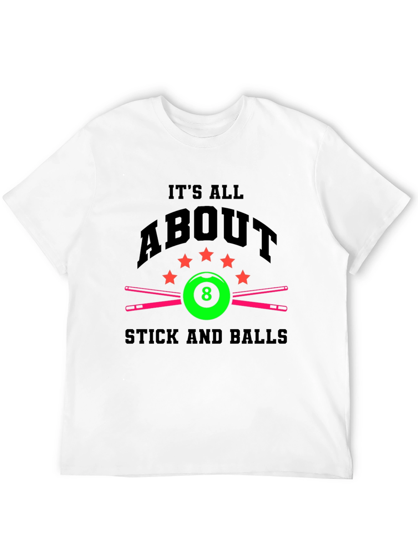 Black Pool 8 Ball T-Shirt - Stick and Balls view 12