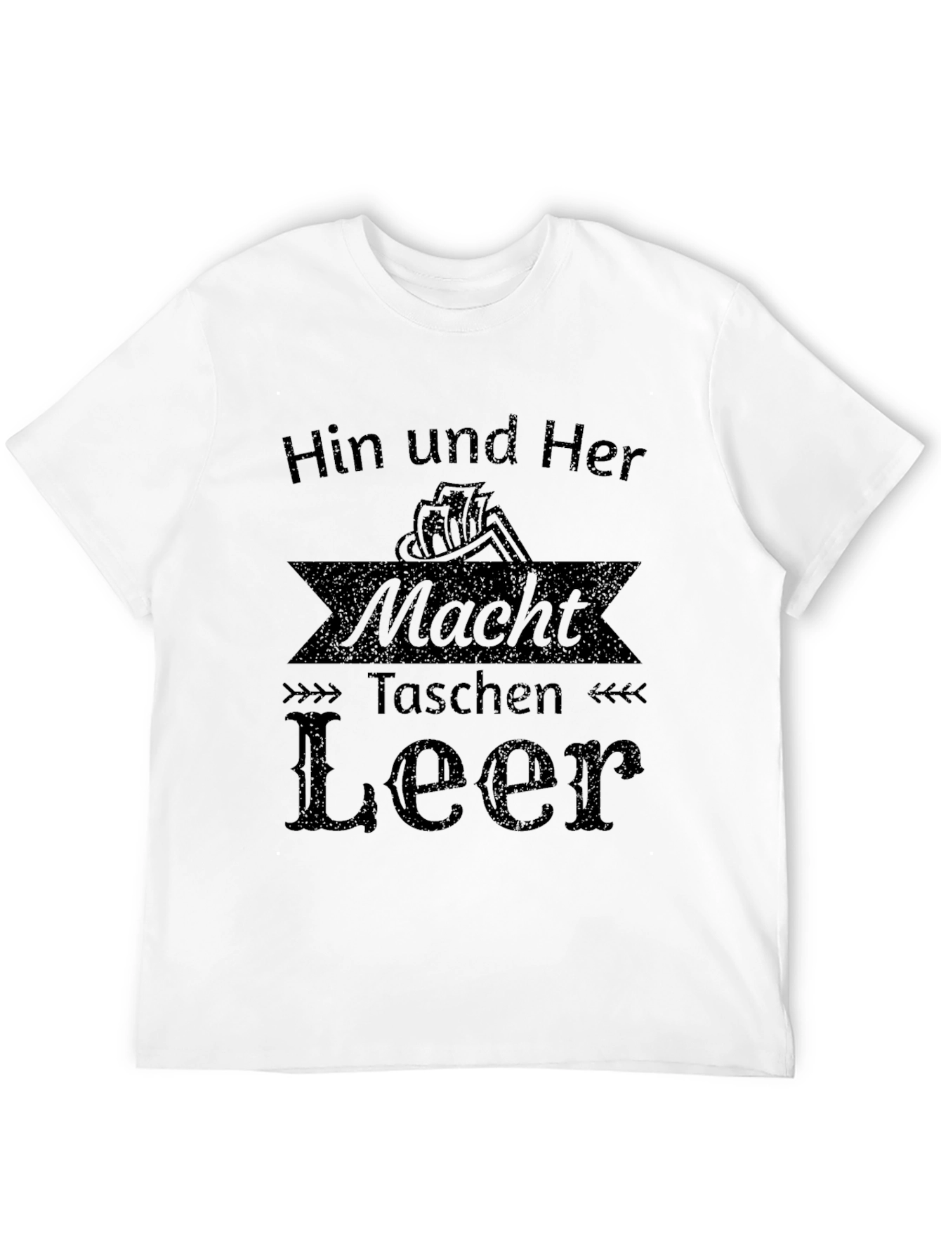 Black Humorous 'Hin und Her Macht Taschen Leer' Black T-Shirt view 12