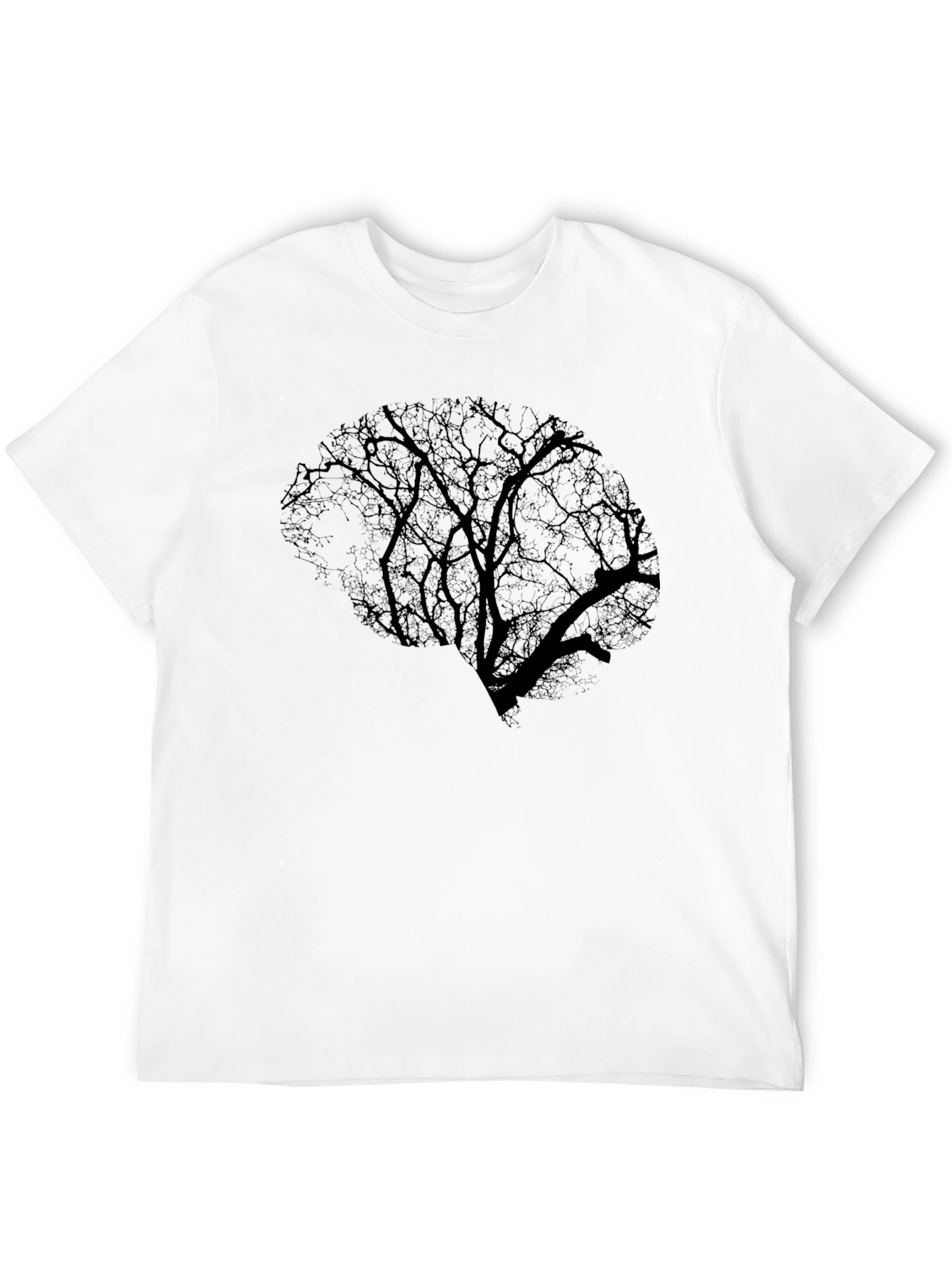 Black Brain Tree Graphic Tee - Black Cotton T-Shirt view 12