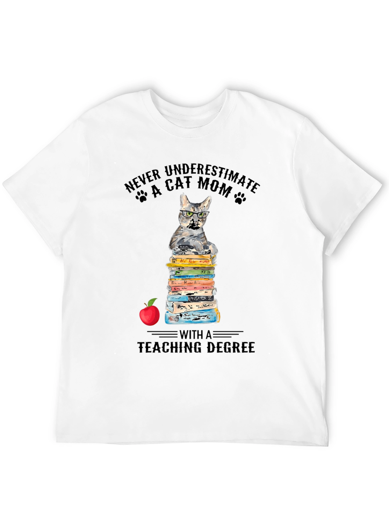 Black Cat Mom Teaching Degree T-Shirt - Teacher Gift view 12