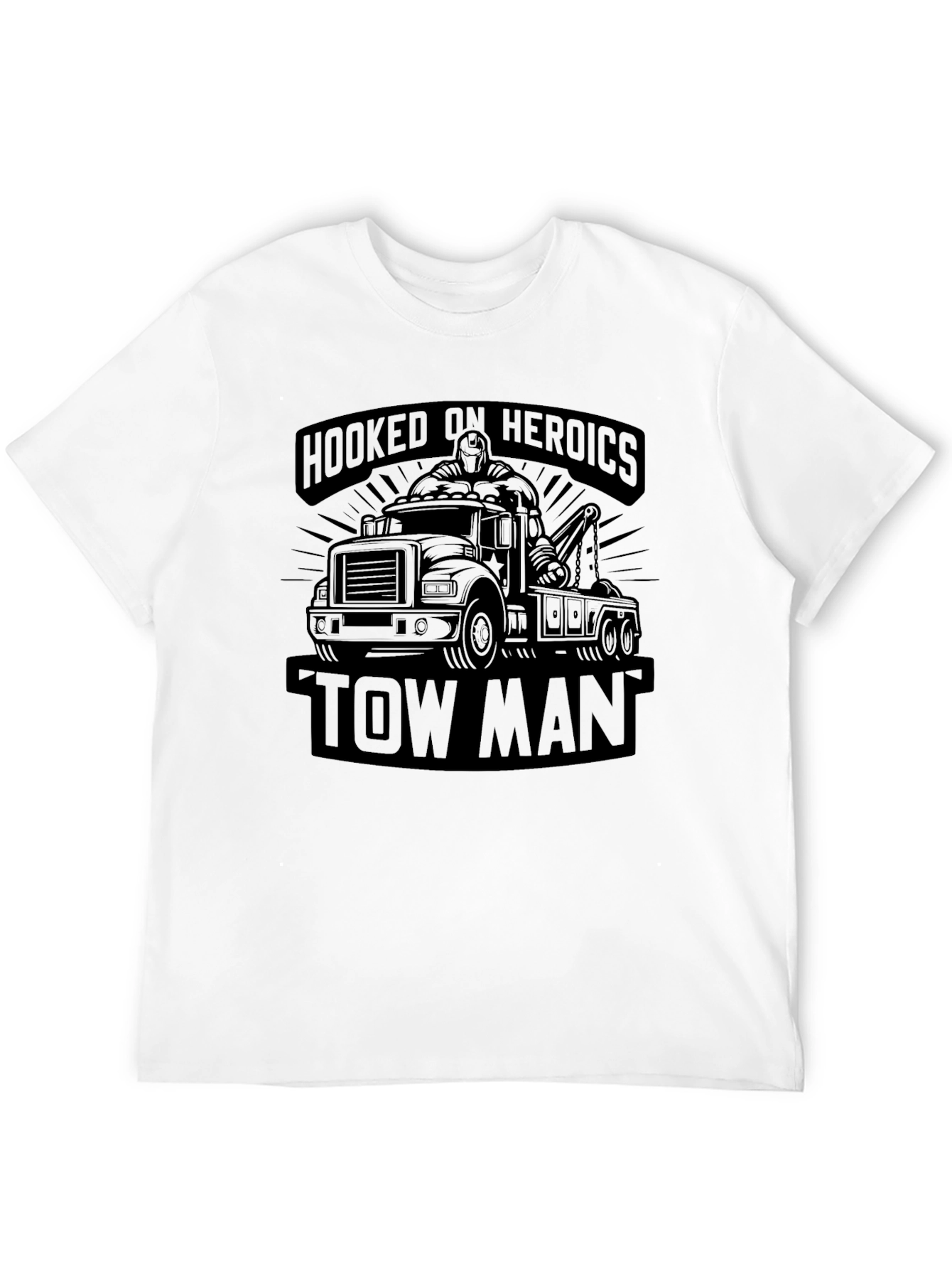 Black Hooked on Heroics Tow Man Black T-Shirt view 12