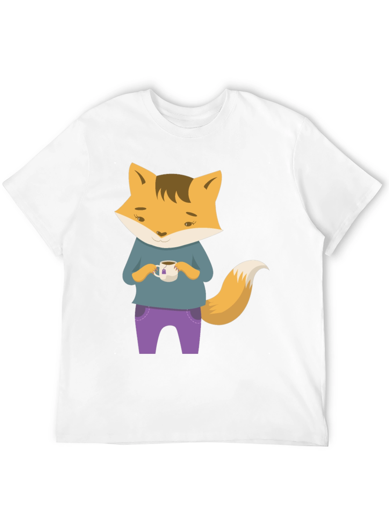 Black Fox Tea T-Shirt - Cute Cartoon Fox Design view 12