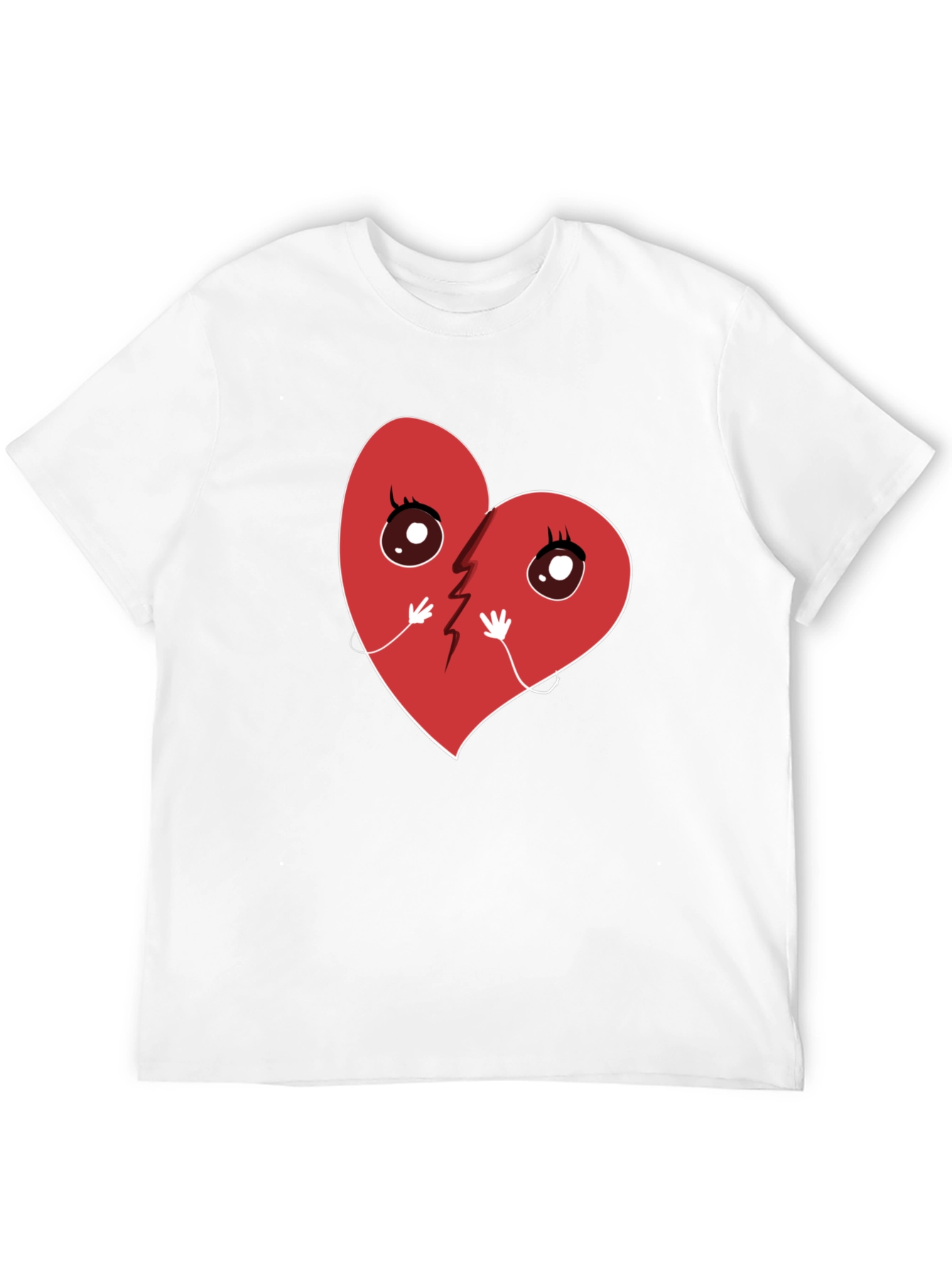 Black Broken Heart Cartoon Graphic T-Shirt - Unisex Casual Tee view 12