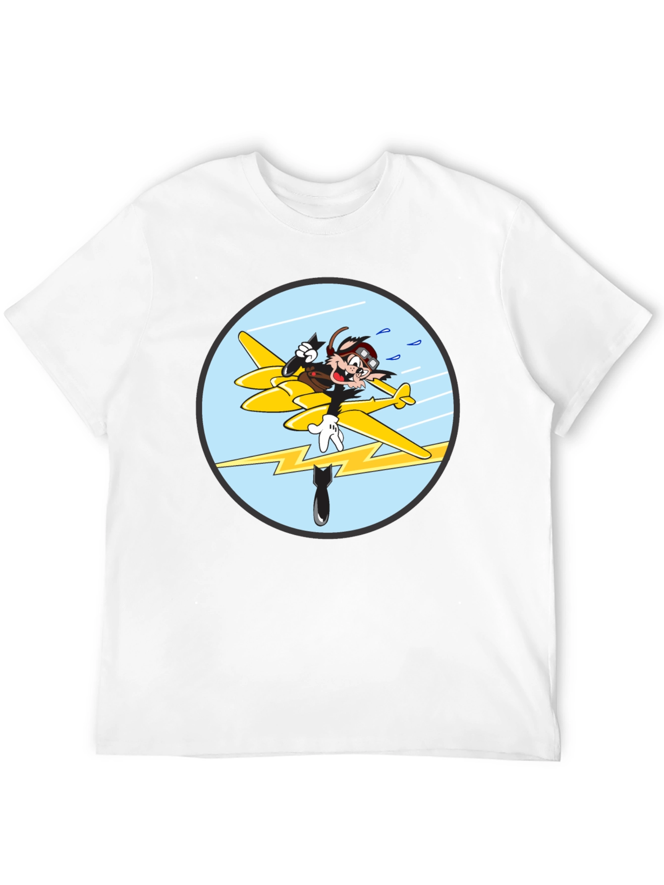 Black Cartoon Aviator Tee - Black Cotton Blend view 12