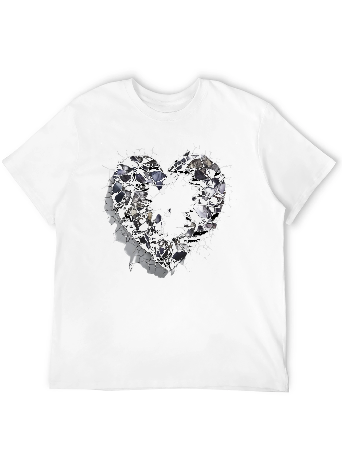 Black Shattered Heart Graphic Tee - Black Cotton Blend view 12