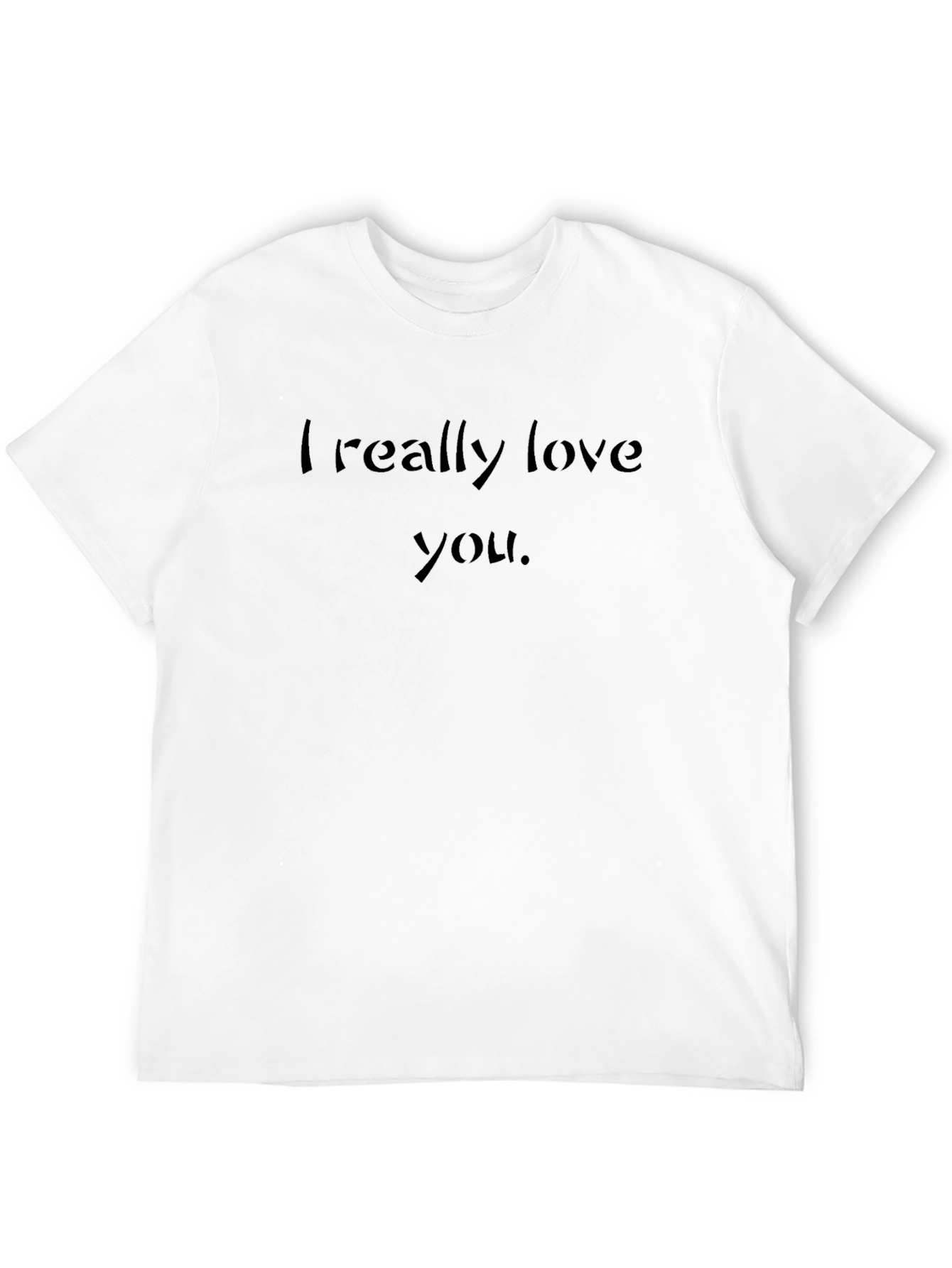 Black I Really Love You T-Shirt - Black Crew Neck view 12