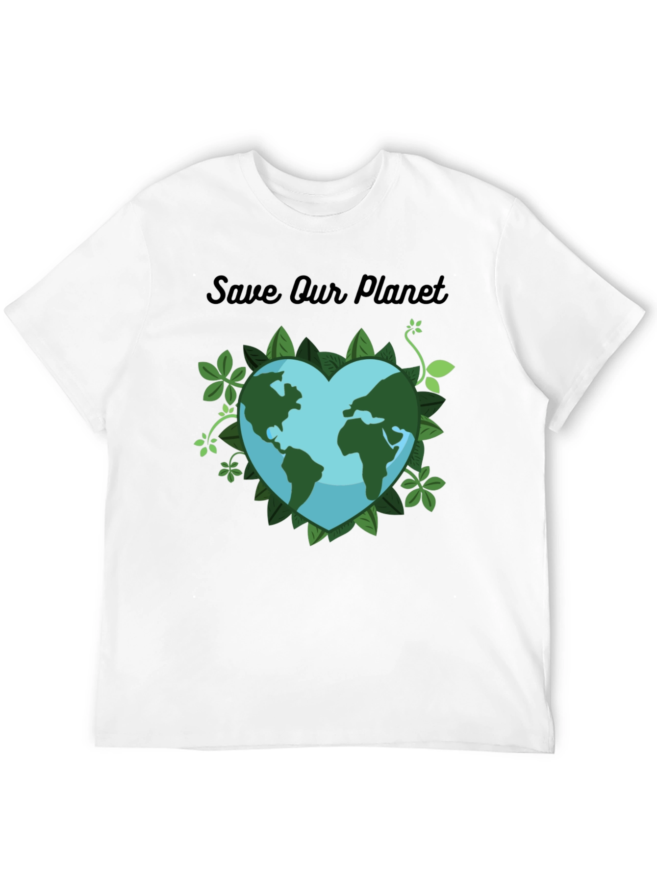 Black Save Our Planet T-Shirt - Earth Heart Design view 12