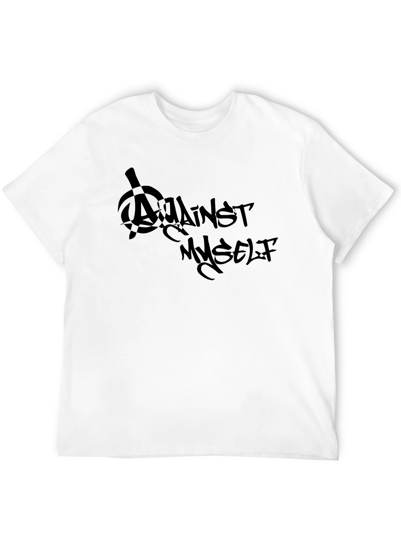 Black Against Myself Graphic T-Shirt - Black Casual Tee view 12