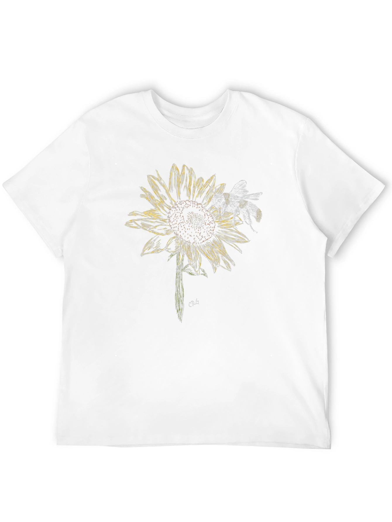 Black Sunflower and Bee Graphic Tee - Black Cotton Blend view 12