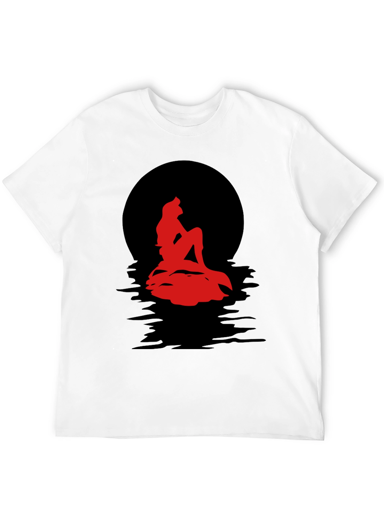 Black Red Mermaid Silhouette Graphic Tee view 12