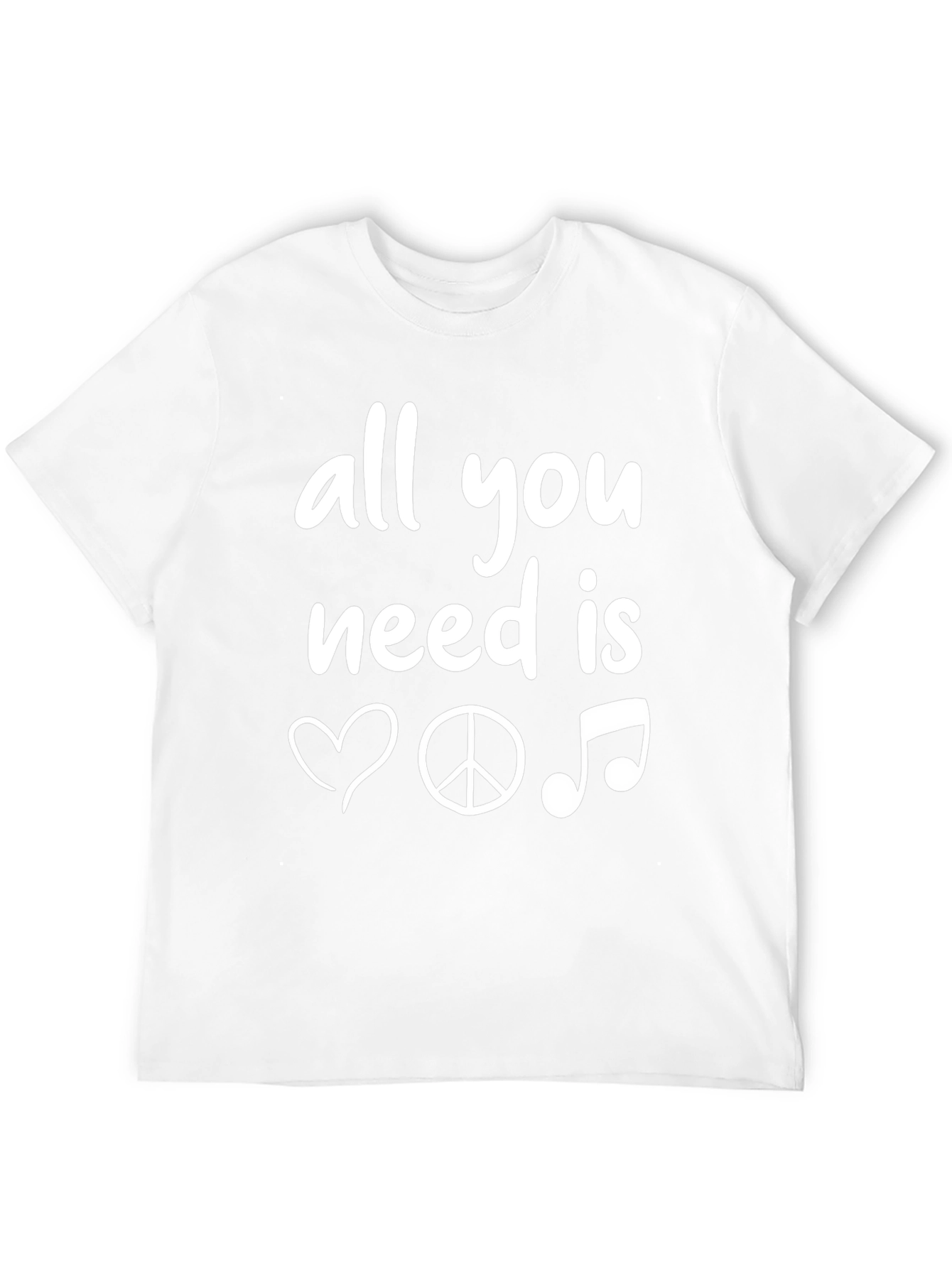 Black All You Need Is Love Peace Music T-Shirt view 12