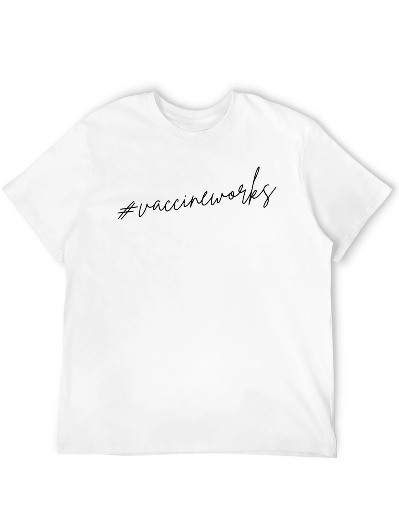 Black #vaccineworks Graphic T-Shirt - Black Crew Neck Tee view 12