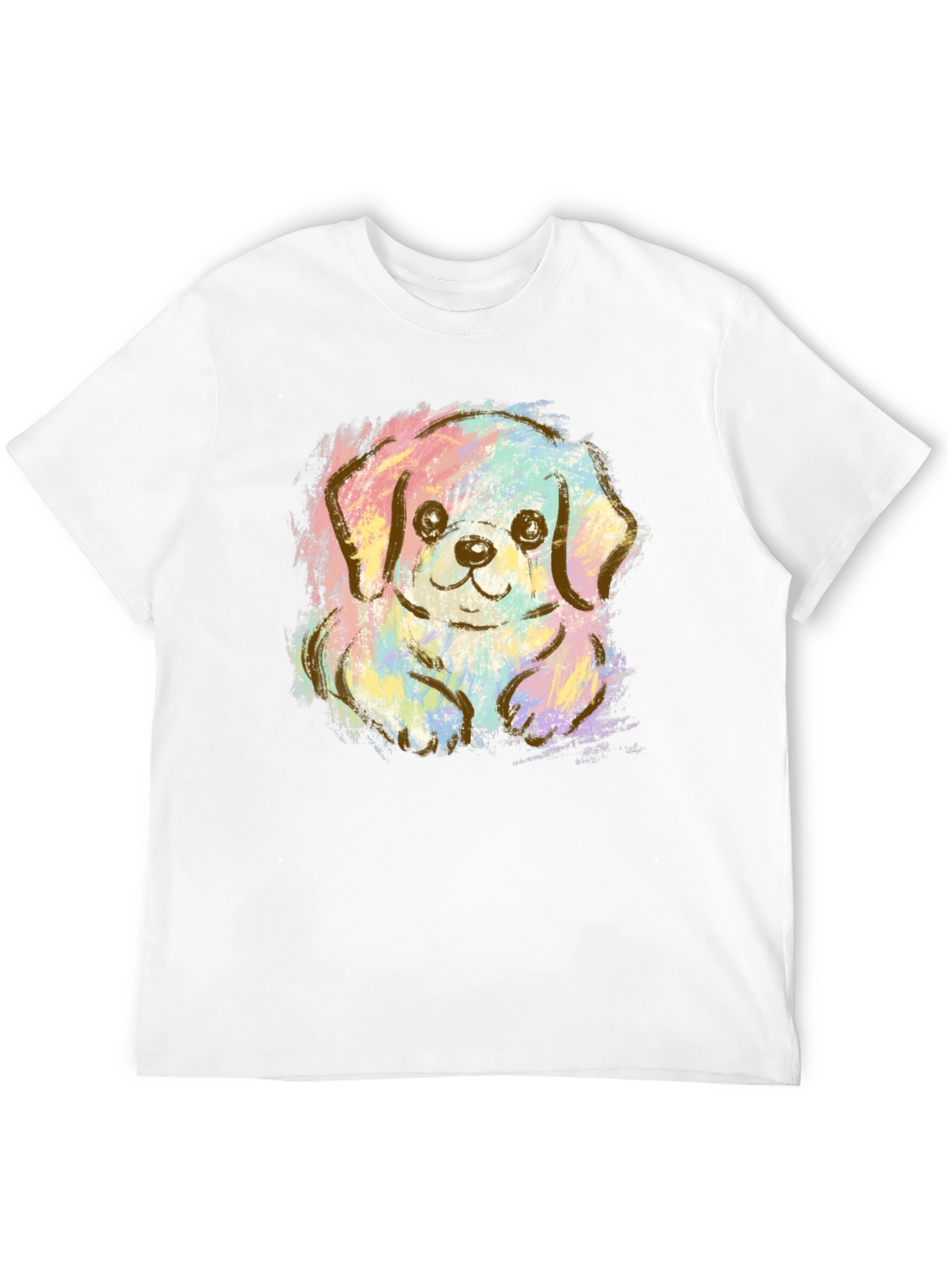 Black Cute Puppy Pastel Graphic T-Shirt - Unisex Crew Neck view 12