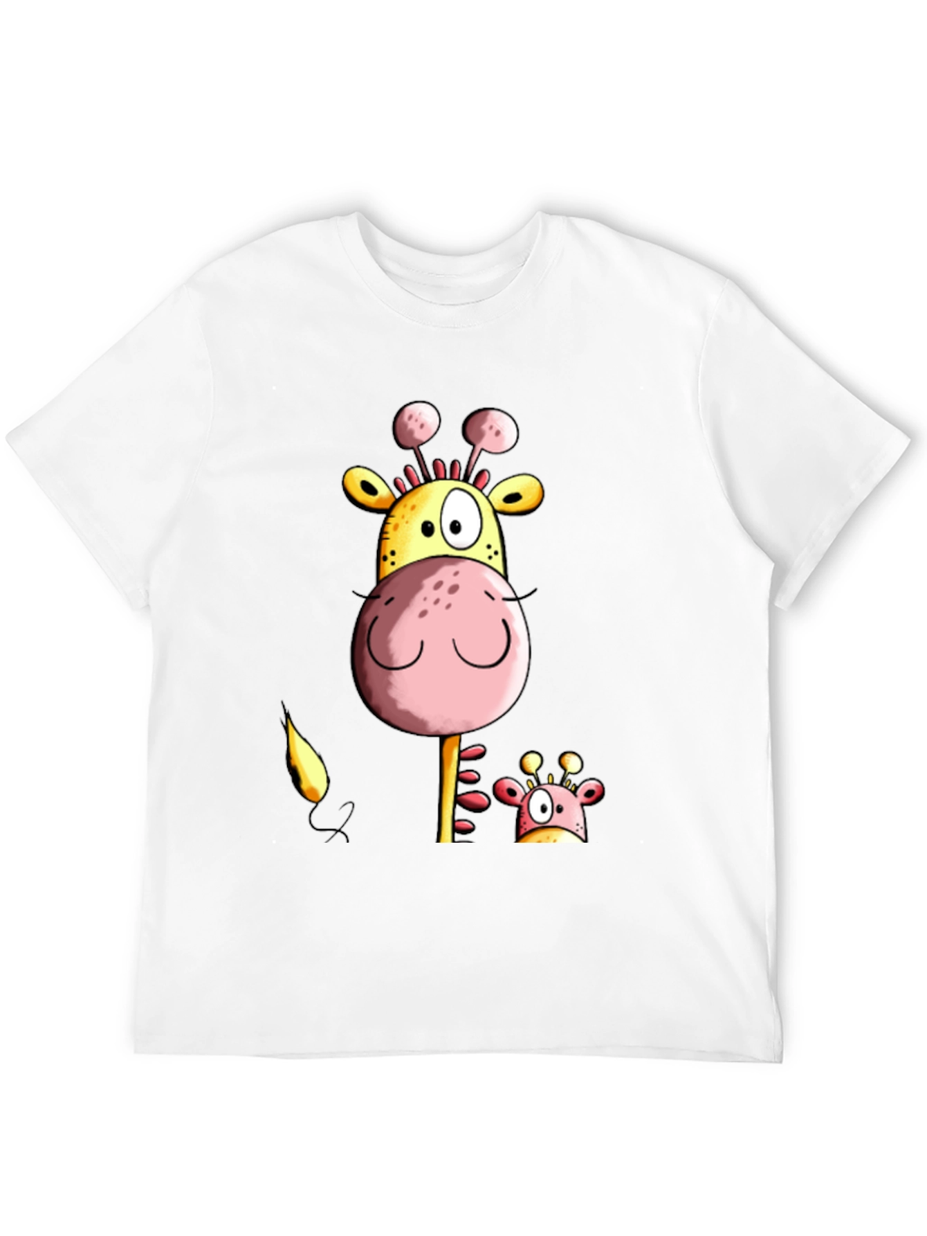 Black Funny Giraffe Graphic Tee - Black Casual T-Shirt view 12