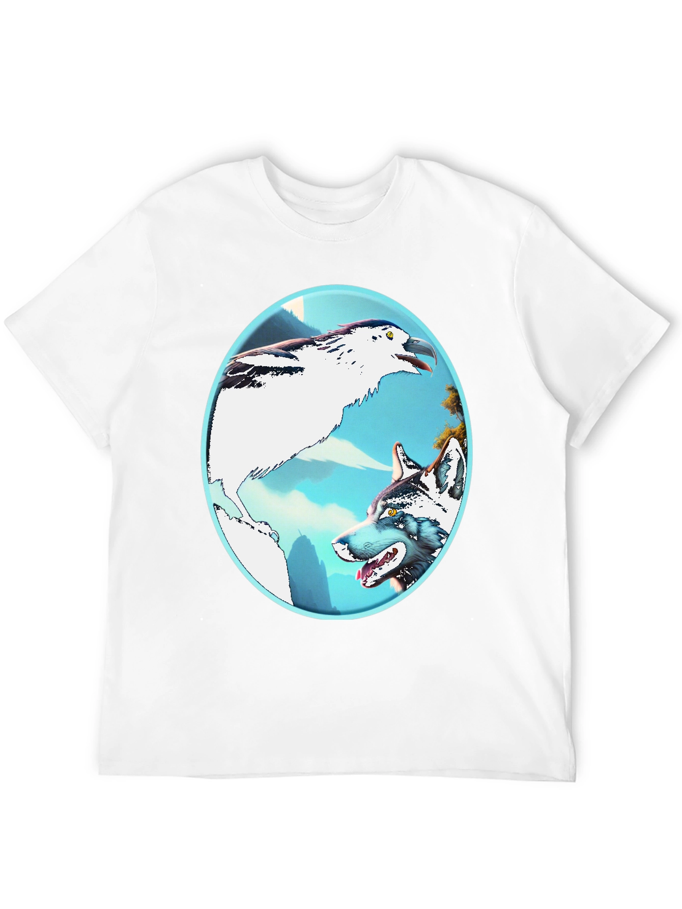 Black Wolf & Bird Graphic Tee view 12